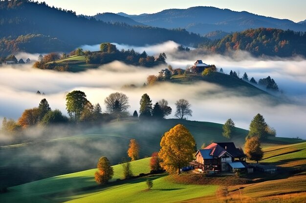 Misty Mountain Valley fesselnde Landschaftsfotografie für Ihre kreativen Projekte