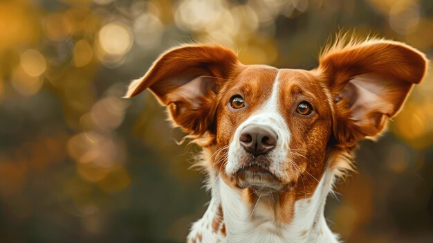 Mit aufgeregten Ohren hört ein Hund genau zu, was Neugier und Aufmerksamkeit verkörpert