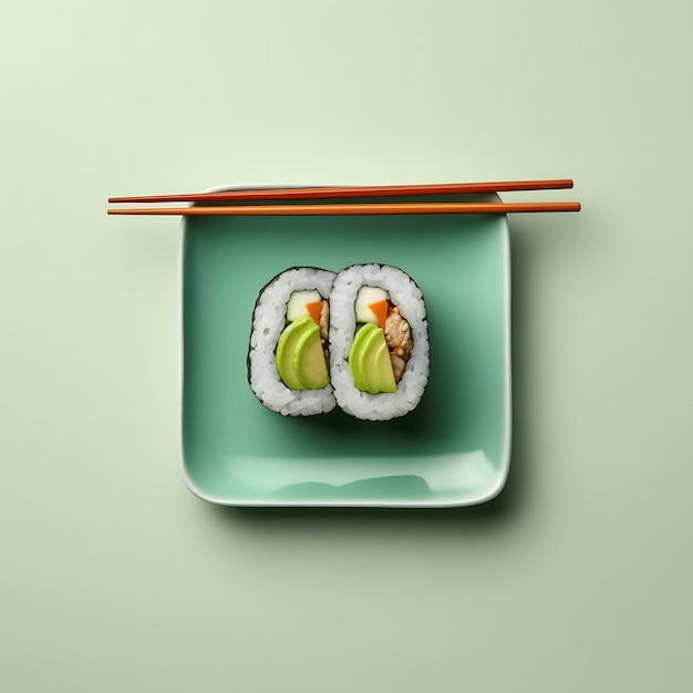 Mit Avocado und Gurke ist diese Sushi-Rolle lebendig und frisch. Generative KI