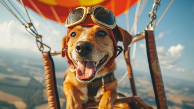 Mit Brille und Hut in einem Heißluftballon