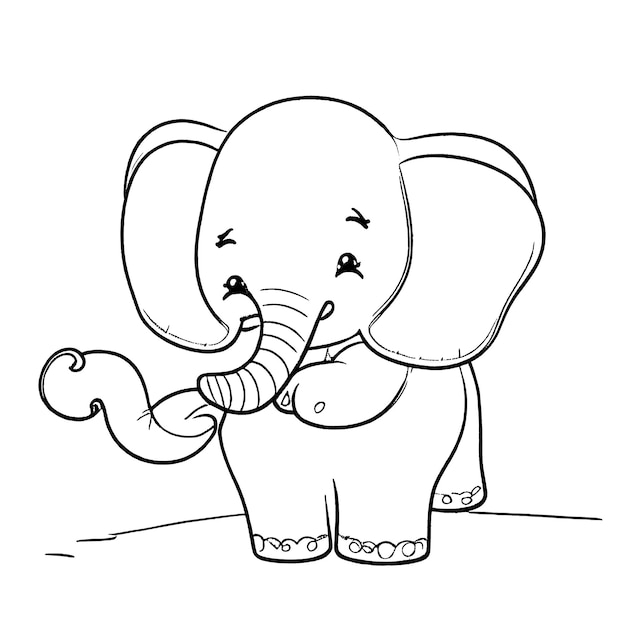 Mit der Hand gezeichnete schöne Elefantenillustrationen Farbblätter für Kinder