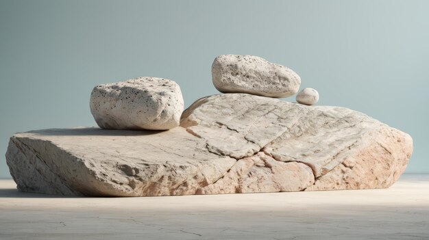 Mit drei Felsen auf dem Felsen