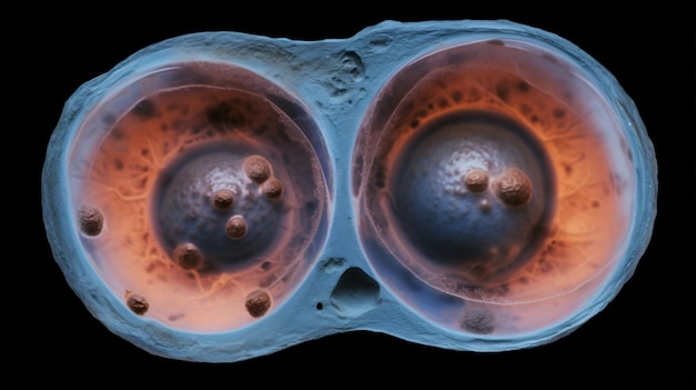 Mit einem Mikroskop die Mitose in einem zweizelligen Embryo beobachten