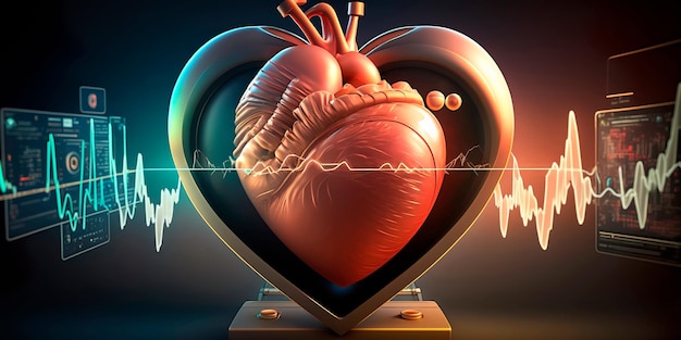 Mit Herzschlaglinie Hintergrund Medizin pulseGenerative AI