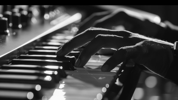 Foto mit jedem tipp auf die tastatur bewegen sich die finger eines schriftstellers in einem anmutigen und melodischen rhythmus