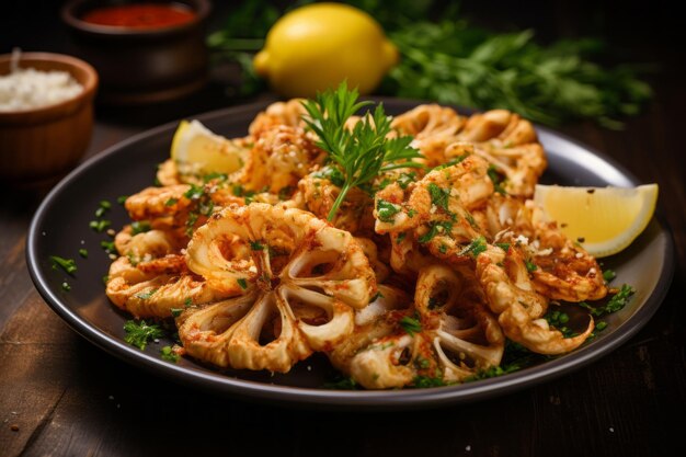 Mit Kräutern versehene Delikatesse Genießen Sie die zarte Textur des trockenen Calamari - ein Snack aus 32 Meeresfrüchten
