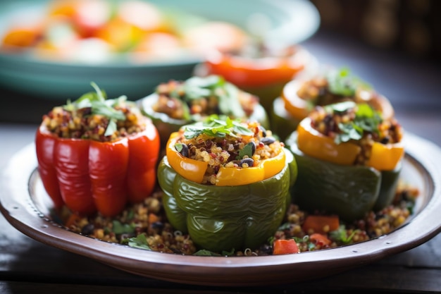 Mit Linsen und Quinoa gefüllte Paprika