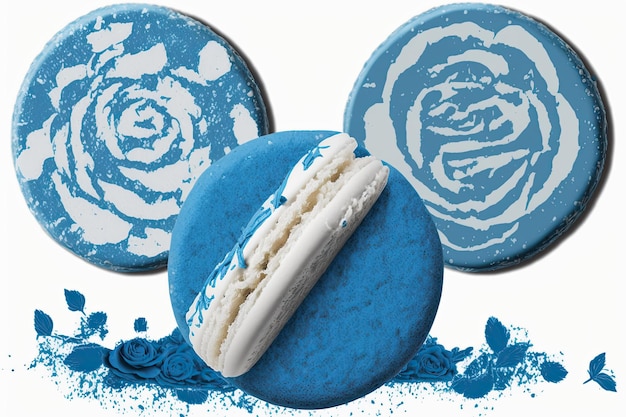 Mit Rosenblättern gefüllte Macarons oder Macarons