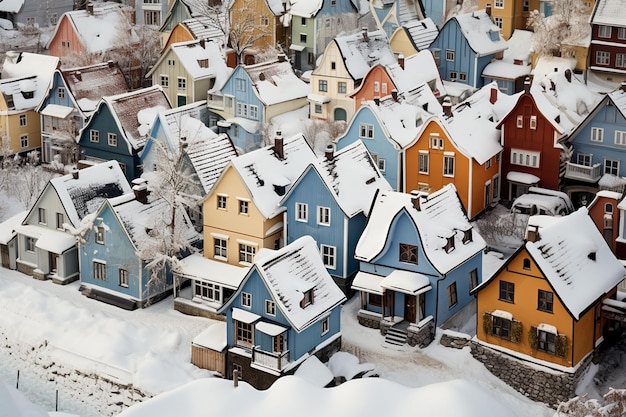 mit Schnee bedeckte Dächer