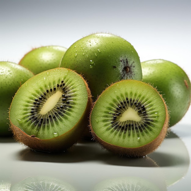 La mitad de la fruta de kiwi madura