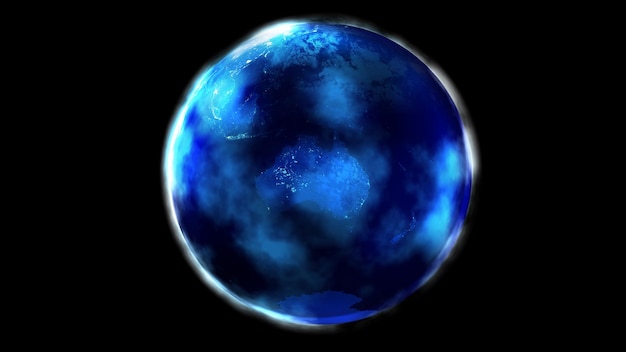La mitad nocturna de la tierra desde el espacio que muestra asia, oceanía, australia y la antártida.
