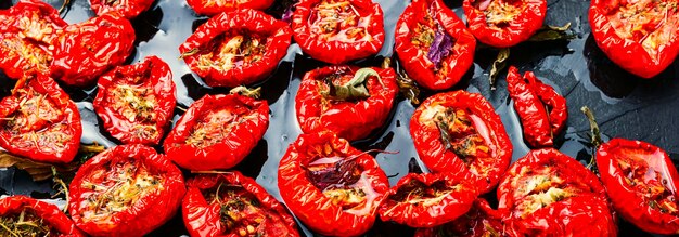 Mitades de tomate secado al sol