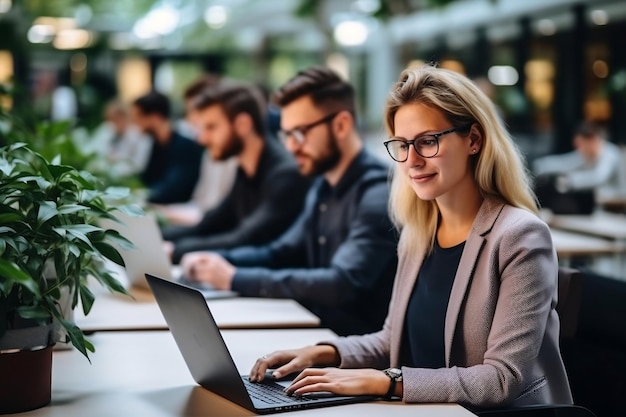 Mitarbeiter, die im Büro arbeiten, feiern den Erfolg generativer KI