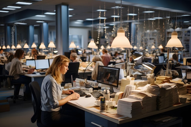 Foto mitarbeiter im büro generative ki