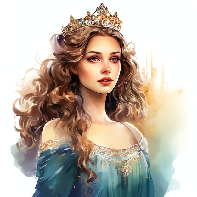 Mittelalterliche Prinzessin Mittelalterliche Aquarell-Fantasie