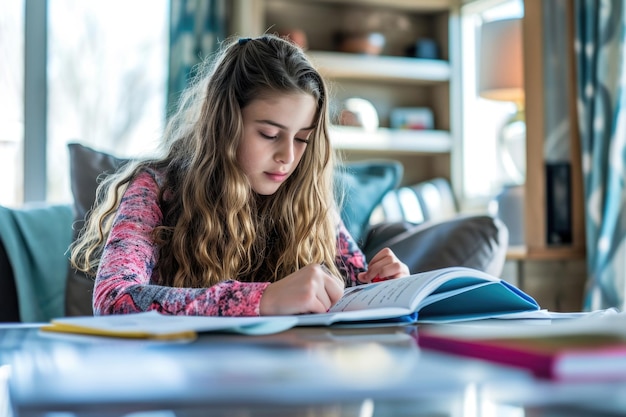 Mittelschüler, der zu Hause lernt