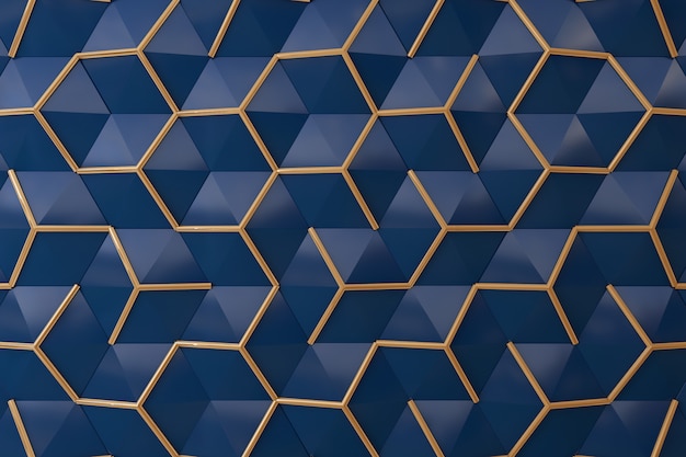 Mitternachtsblau und Wand des Gold 3d für Hintergrund