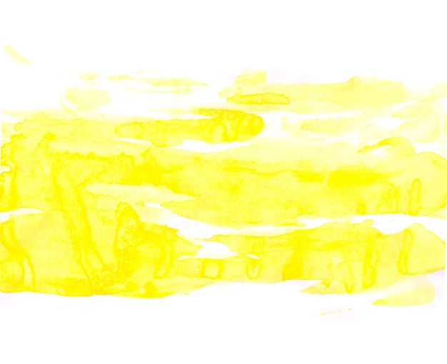 mittlerer abstrakter Aquarell-Hintergrund mit Pinselstrichen auf weißem Papier, gelber Farbe und