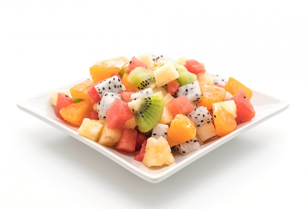 Mix geschnittene Früchte (Orange, Drachenfrucht, Wassermelone, Ananas, Kiwi)
