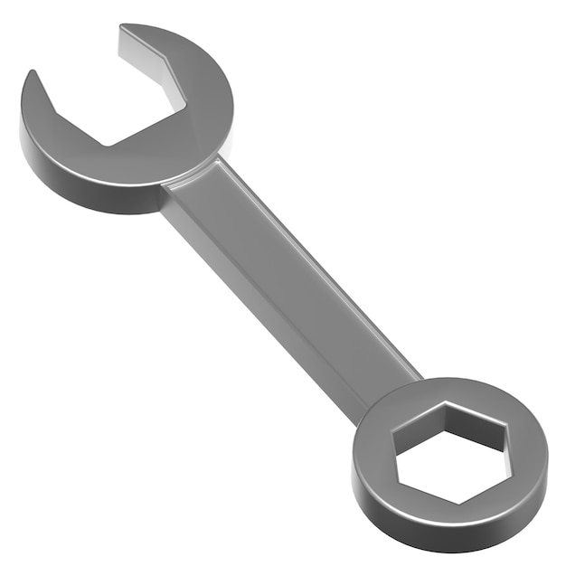 Mixer-Rendering 3D-Symbol, Zahnrad-Schraubenschlüssel-Illustration