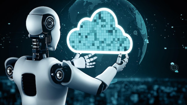 Mlb ai Robot Huminoid verwendet Cloud-Computing-Technologie, um Daten auf einem Online-Server zu speichern
