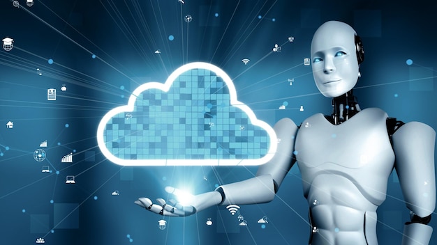 Mlp ai-Roboter-Huminoid verwendet Cloud-Computing-Technologie, um Daten auf einem Online-Server zu speichern