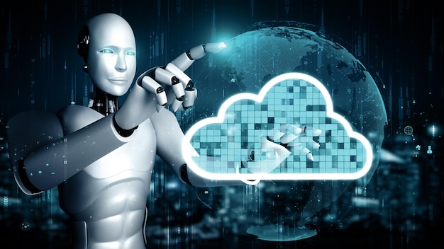 Mlp ai-Roboter-Huminoid verwendet Cloud-Computing-Technologie, um Daten auf einem Online-Server zu speichern