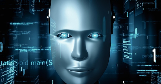 Mlp futuristischer Roboter künstliche Intelligenz Humanoid AI Programmierung Codierung