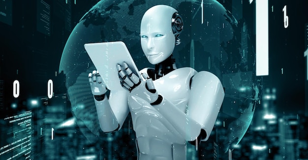 MLP robot futurista inteligencia artificial humanoide codificación de la programación de la IA