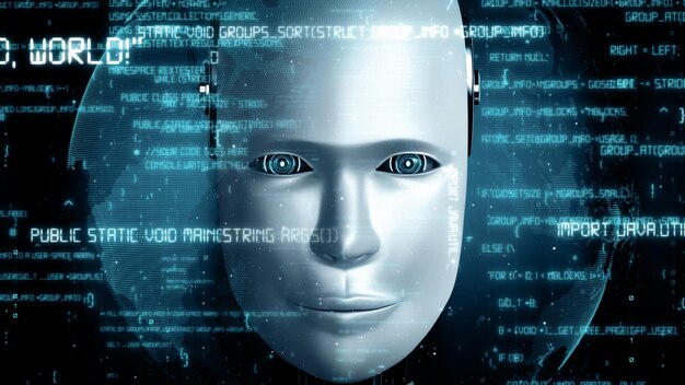 MLP robot futurista inteligencia artificial humanoide codificación de la programación de la IA