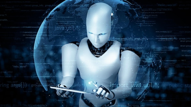 MLP robot futurista inteligencia artificial humanoide codificación de la programación de la IA