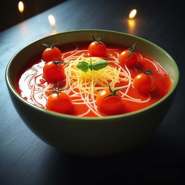 Mmm sopa caseira de tomate vermelho, delícia saborosa feita em casa
