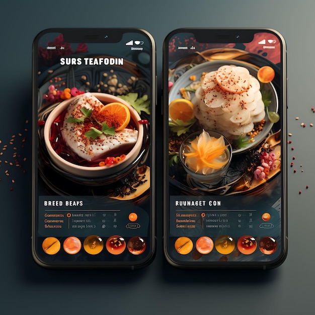 Mobile App der asiatischen Fusion Cuisine zeitgenössisches und eklektisches Konzept Desig Food and Drink Menu