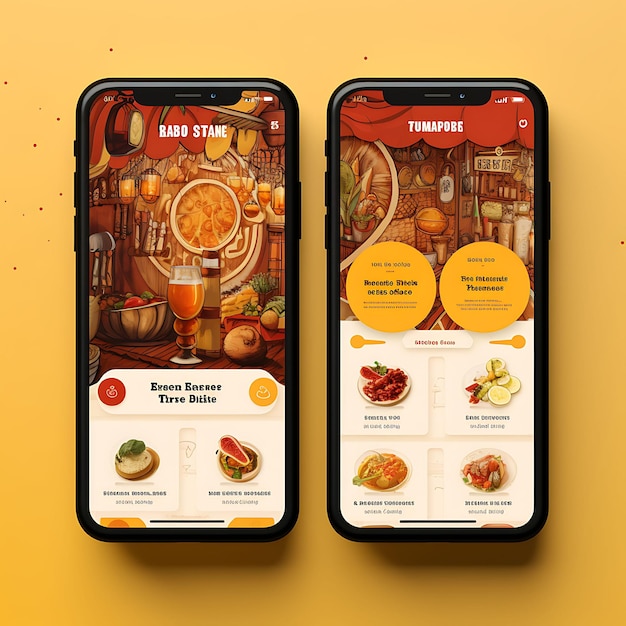 Mobile App der Tapas Bar Spanisch-inspiriertes Konzept Design Lebendiges und soziales Essen und Getränke-Menü