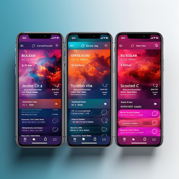 Mobile App-Design für Event-Ticketing, Konzertticket-App-Design, dynamisches Theme mit kreativem Layout