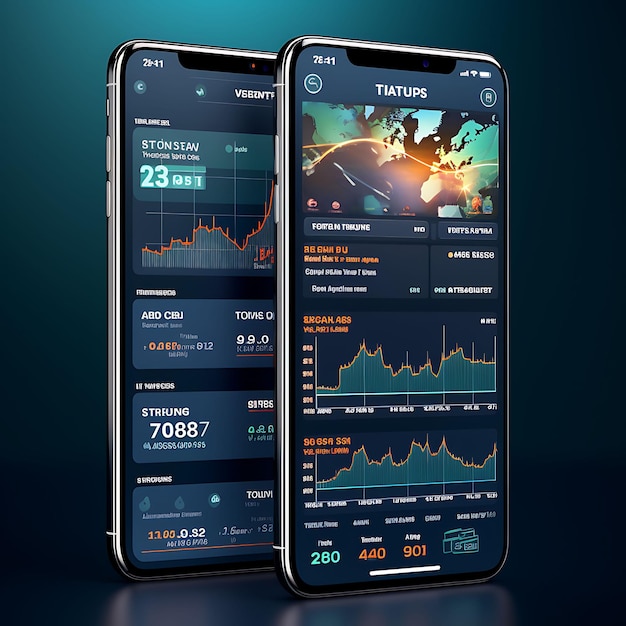 Mobile App-Design von Finance Investment Tracker App-Design, professionelles Theme mit kreativem Layout