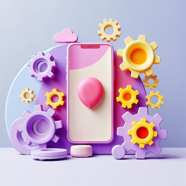 Mobile App-Entwicklungskonzept: Telefon, Getriebe und Cloud