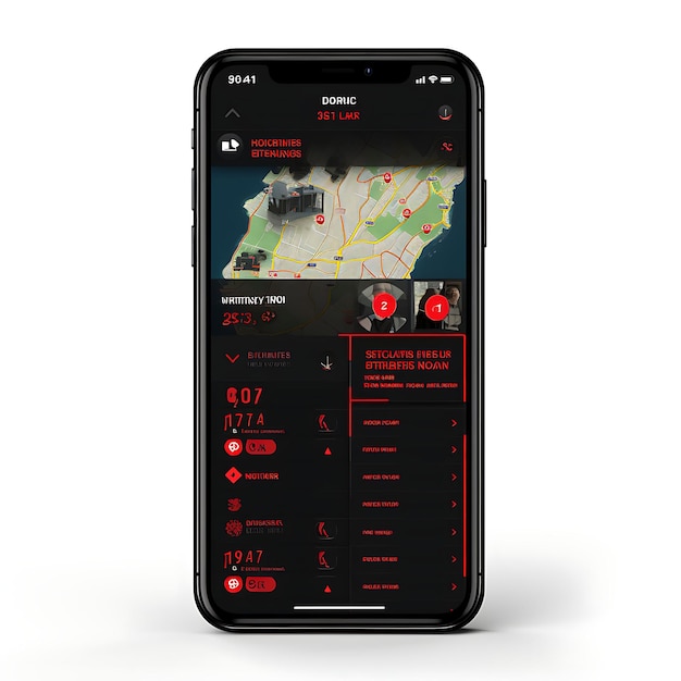 Mobile App Layout Design of Emergency Services Locator Bold und Urgent Layout Rot und Bl Konzepte