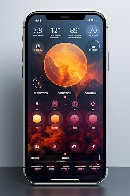Mobile App UI Mockup Erzeugen Sie ein elegantes und modernes UI-Mockup für eine mobile App mit Hilfe von KI