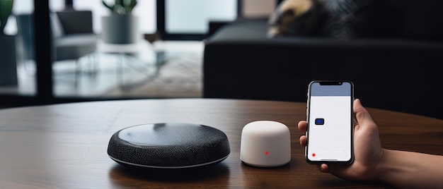 Mobile Connect mit Überwachungskamera Smart-Home-Technologie-Konzept