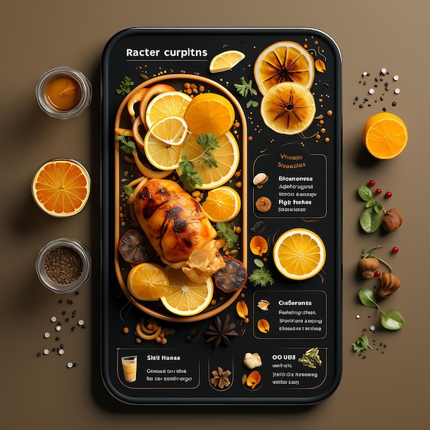 Mobiles App-Design für das Teilen von Rezepten für Lebensmittel und Getränke. App-Design, lebendiges und kreatives Ap-Layout