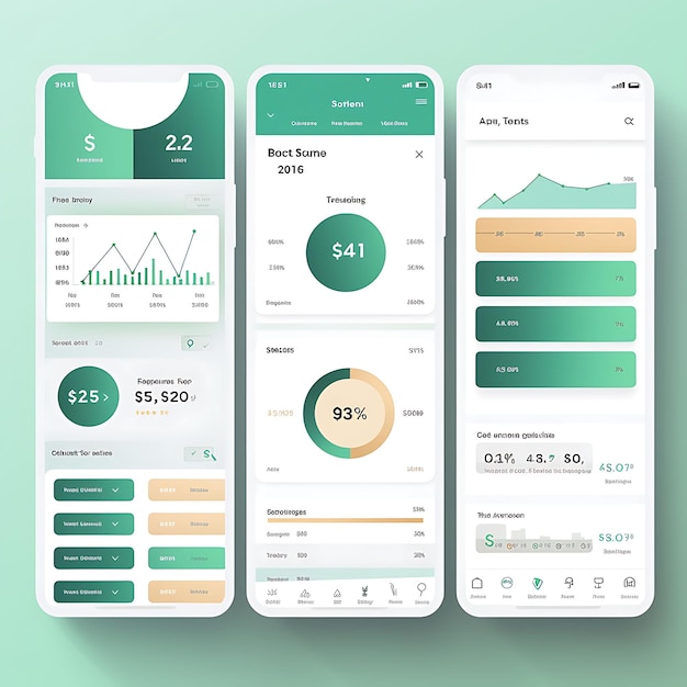 Mobiles App-Design für Finanzen Persönliches Budgetierungs-App-Design Schlankes und minimalistisches kreatives Layout