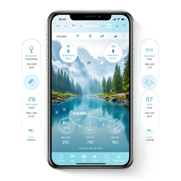 Mobiles App-Design für Gesundheit und Wellness. Wasser-Tracking-App-Design. Frisches und klares kreatives Layout