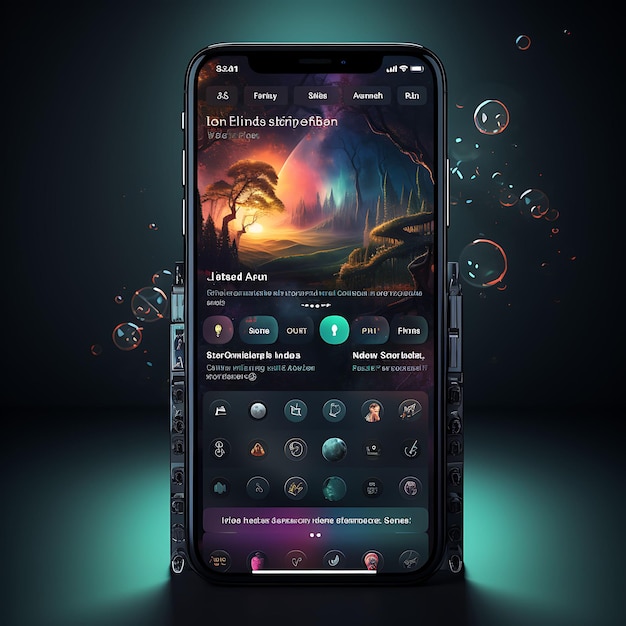 Mobiles App-Design für Musik-Streaming-Playlist-App-Design, modernes Design mit dunklem, kreativem S-Layout