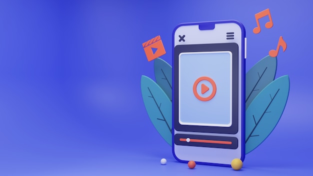 Mobiles Spielen von Musik- oder Videokonzept-3D-Rendering