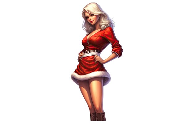 Foto moça de papai noel sexy moça bonita vestindo roupas de papai natal ilustração