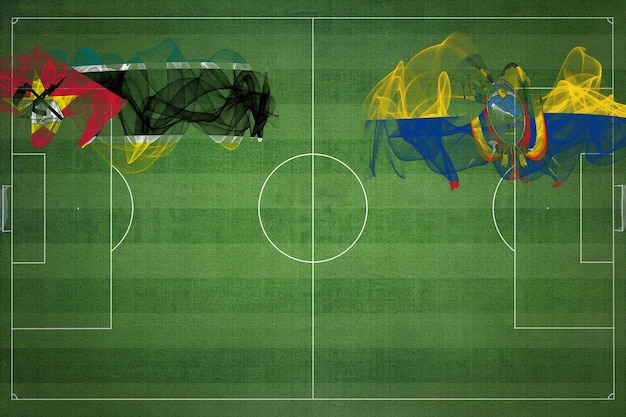 Moçambique vs Equador Jogo de futebol cores nacionais bandeiras nacionais campo de futebol jogo de futebol Conceito de competição Copiar espaço