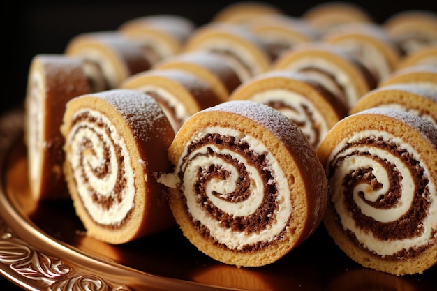 Foto mocha roll cake indonésia bolu gulung moka bolu gulong é um bolo de esponja