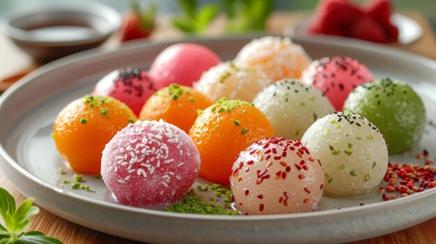 Mochi-Eis: Bietet gebissene Mochi- Eiskremkugeln in KI-generierten Geschmacksrichtungen