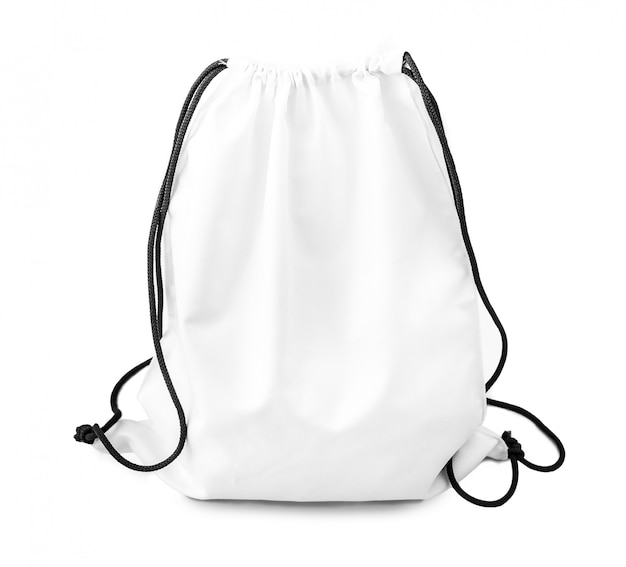 Mochila blanca con cordón negro